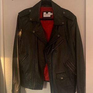 Topman Black genuine Leather Jacket for Men